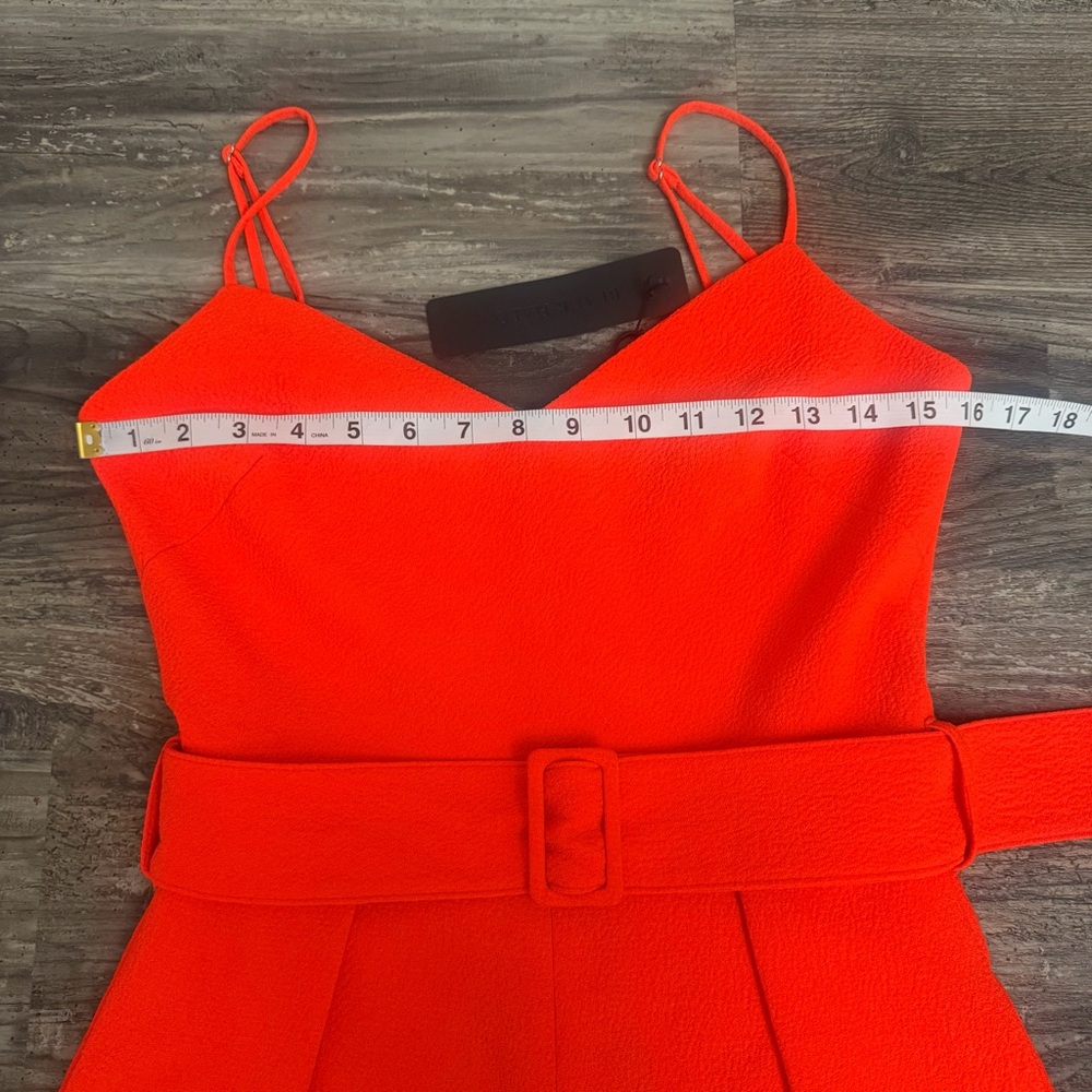 Black Halo Evie Wide-Leg V-Neck Belted Sleeveless Orange Jumpsuit W/Pockets Sz 2 - Picture 6 of 8